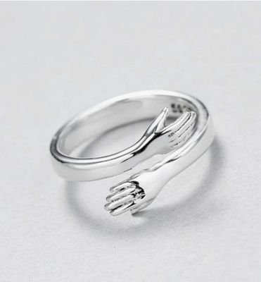 Hug Ring 925 Sterling Silver Hugging Hands Open Ring Friendship Jewellery Gift