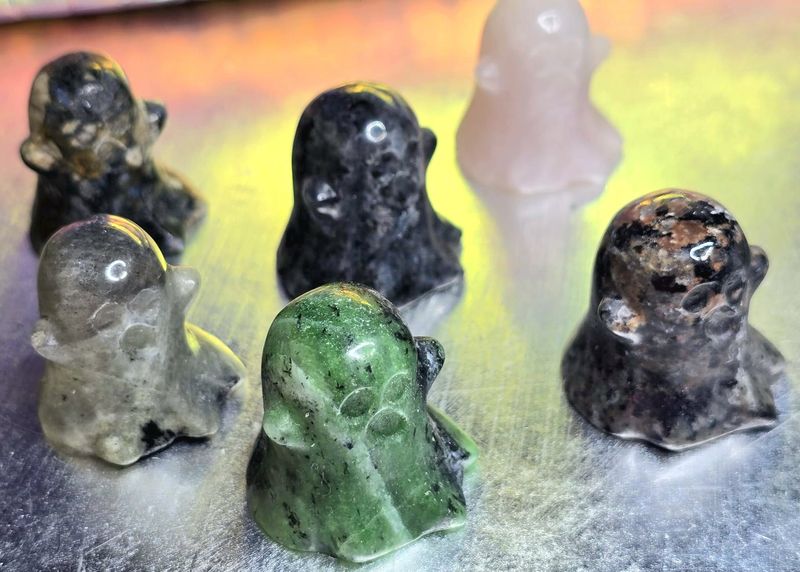 Ghost Stone Carvings Crystal Cartoon Character Figurine 