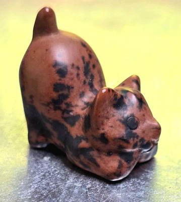 Playful Cat Stone Carvings in Treasure Box 