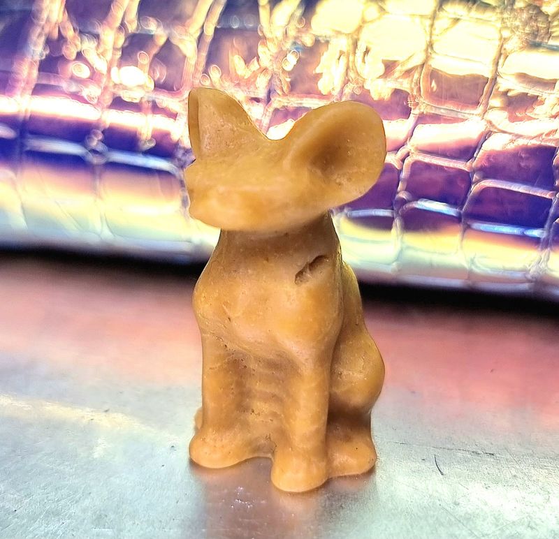 Sphynx Cat Stone Carving Yellow Honey Quartz 