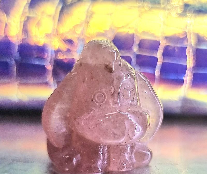 Eeyore "Winnie the Pooh" Character Strawberry Quartz Natural Stone Carving