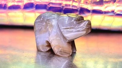 Bear Stone Carving Cartoon Character Animal Crystal Figurine Crazy Lace Agate Rainbow 