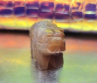 Bear Stone Carving Cartoon Character Animal Crystal Figurine Crazy Lace Agate Rainbow 