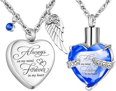 ASH HOLDER NECKLACE LOCKET HEART CRYSTAL HOLDER 