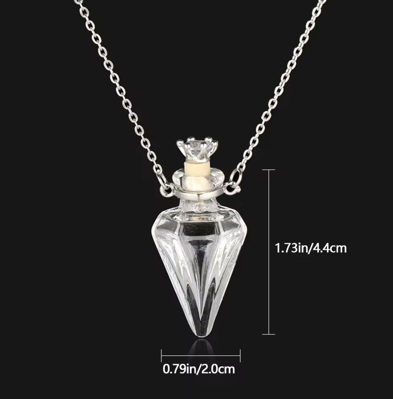 Clear Crystal Essential Oil / Perfume " Potion Bottle " Necklace Pendant 