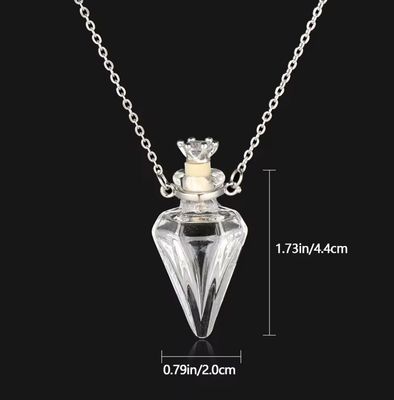 Clear Crystal Essential Oil / Perfume " Potion Bottle " Necklace Pendant 