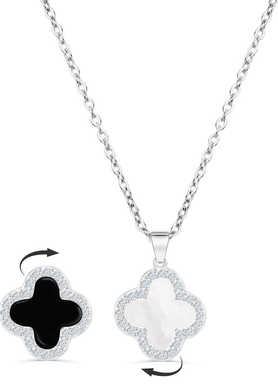 Cross Lucky Clover Leaf Jewellery Collection Double Sided Necklace 