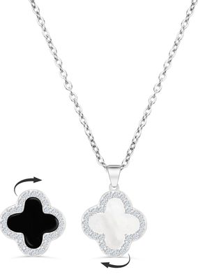Cross Lucky Clover Leaf Jewellery Collection Double Sided Necklace 