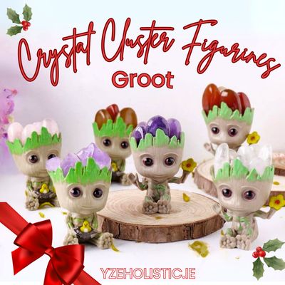 Amethyst | Citrine | Pink Aura Crystal Cluster Groot Ornament Figurine 