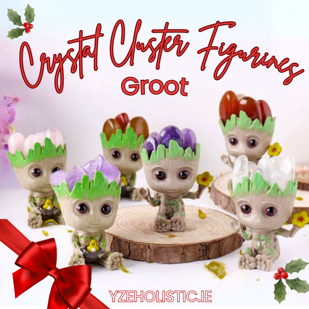 Amethyst | Citrine | Pink Aura Crystal Cluster Groot Ornament Figurine 