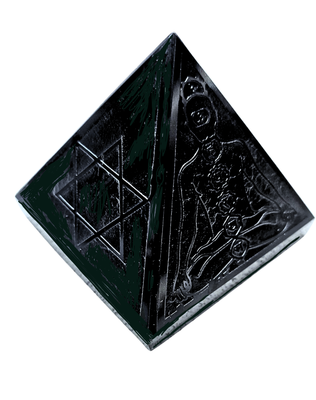 Black Obsidian Crystal 4 Sided Bio Geometry Symbols Pyramid All level protection Large