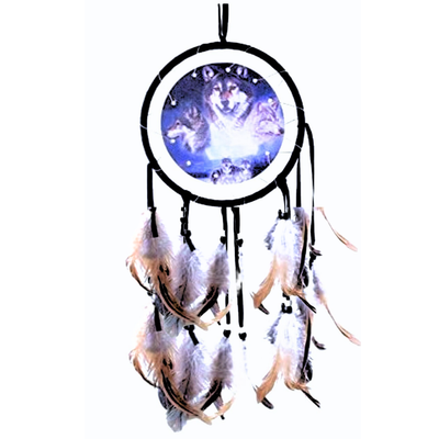 Wolf Dreamcatcher Feather Purple 