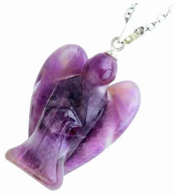 Amethyst Angel Necklace Carving Crystal Figurine 
