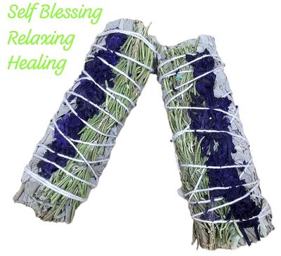 White Sage Lavender and Rosemary Smudge Stick 4&quot; Dried White Sage with Beautiful Scent, Home Cleansing Incense 