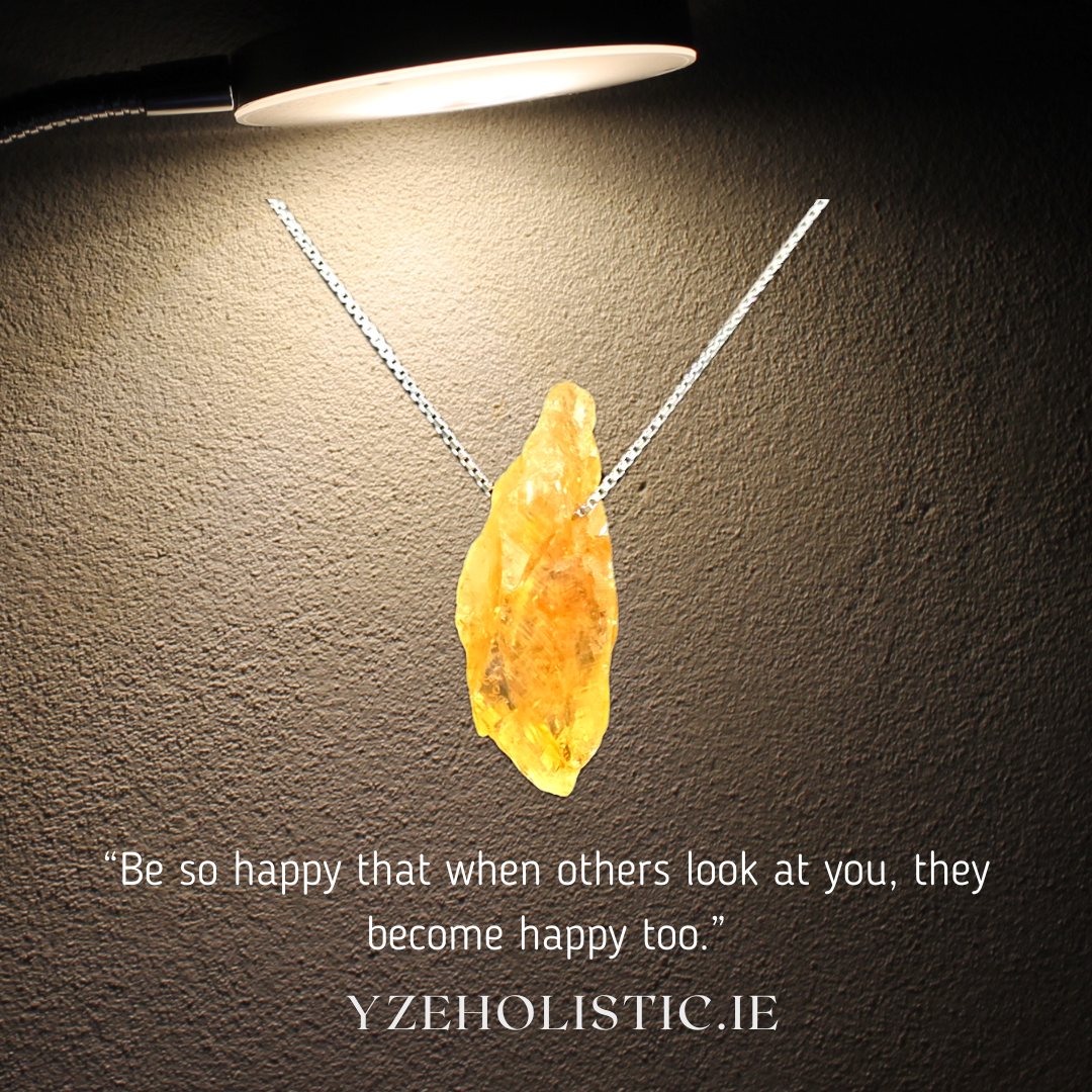 Citrine Rough Crystal Necklace Pendant Amulets 925 Sterling Silver 