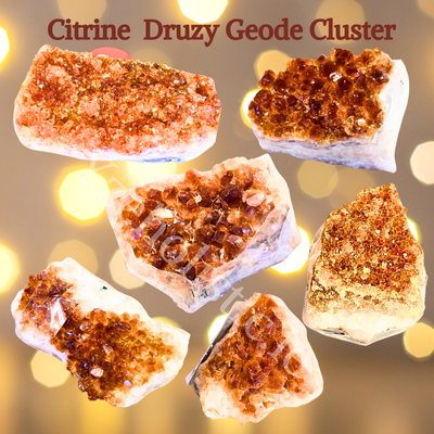 Citrine Druzy Crystal Cluster Specimen