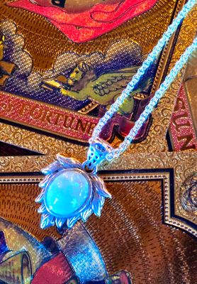 Ethiopian Opal Crystal Angel Wings 925 Sterling Silver Amulet Necklace 