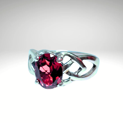 Garnet Gemstone Crystal 925 Sterling Silver Ring
