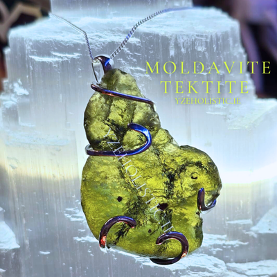 Moldavite Crystal Amulet Necklace Pendant Talisman Claw Setting
