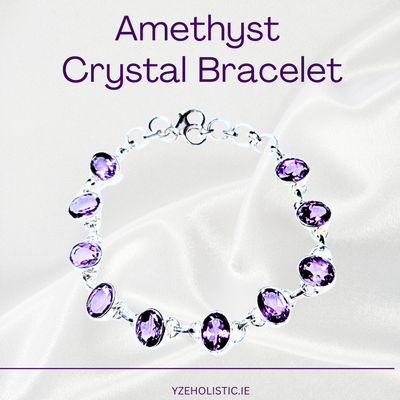 Amethyst Gemstone Crystal 925 Sterling Silver Link Bracelet 