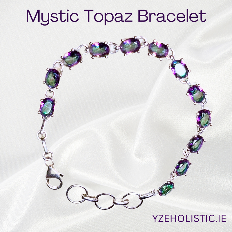 Mystic Topaz Link Bracelet Multicolour 925 Sterling Silver