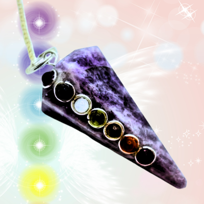 Amethyst Pendulum 7 Seven Chakra Crystal Natural Stone 