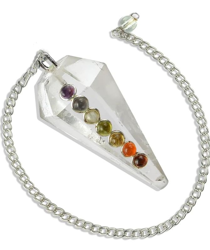 White Quartz Natural Stone Pendulum 7 Chakra 