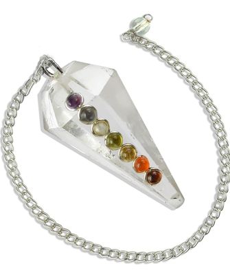 White Quartz Natural Stone Pendulum 7 Chakra 