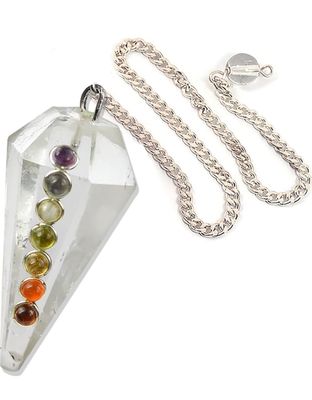 White Quartz Natural Stone Pendulum 7 Chakra 