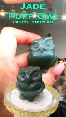 Jade Owl Stone Carvings  Animal Crystal Carving 