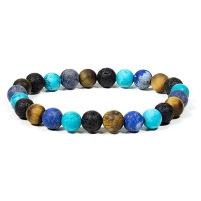 Multicolor Crystal Bracelet Turquoise - Lapis Lazuli - Tiger Eye - Lava 