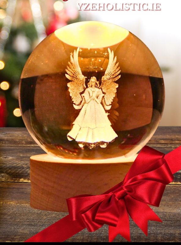 ANGEL GLOBE GLASS CRYSTAL BALL LED LIGHT LAMP SPHERE COMPLETE MULTICOLOUR 
