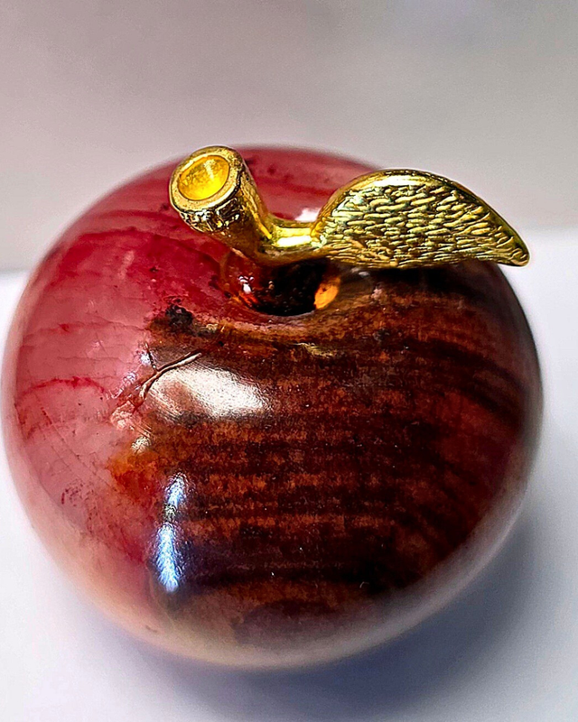 Sardonyx Apple Carving Natural Stone Figurine Red