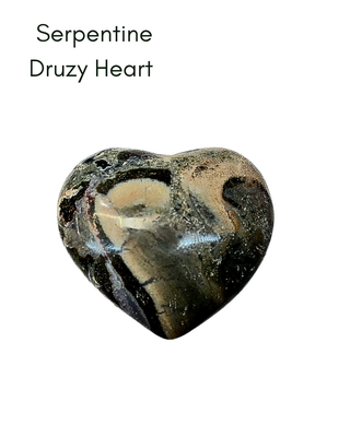 Serpentine Heart Geode Crystal Druzy Carving Brown