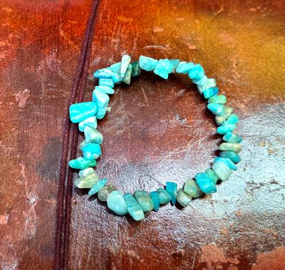 Amazonite Chip Bracelet Natural Stone Elastic ±7mm