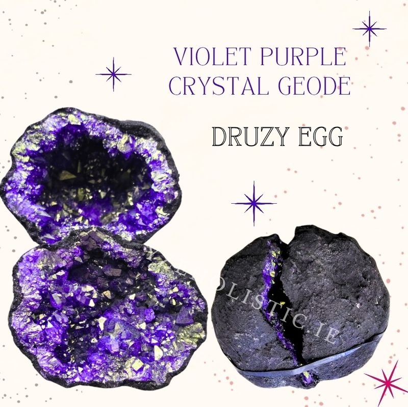 GEODE DRUZY EGG AURORA CRYSTAL CLUSTER VIOLET PURPLE 