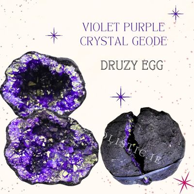 GEODE DRUZY EGG AURORA CRYSTAL CLUSTER VIOLET PURPLE