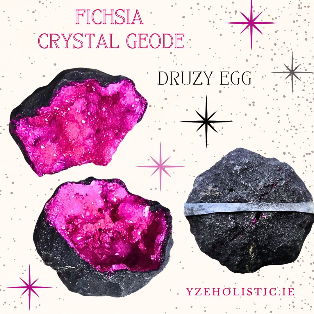 GEODE DRUZY EGG AURORA CRYSTAL CLUSTER FUCHSIA