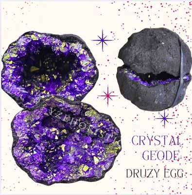GEODE DRUZY EGG AURORA CRYSTAL CLUSTER VIOLET PURPLE 