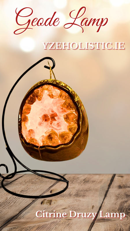 CITRINE CRYSTAL GEODE LAMP DRUZY CRYSTAL CLUSTER | IRON HOLDER EGG SHAPE COMPLETE 