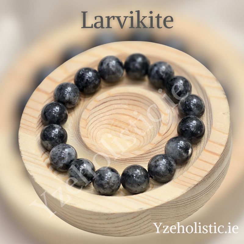 Larvikite Crystal Bracelet Elastic Grey Labradorite family ±14mm
