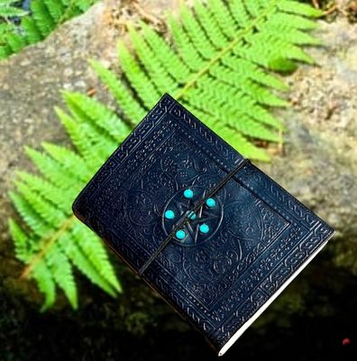 Pentagram Book Of Shadows Journal Blank Spell Books Witch Charmed Supernatural Stone Notebook Celtic Hocus Pocus Pagan Diary 10 X 7 Inches (Black)