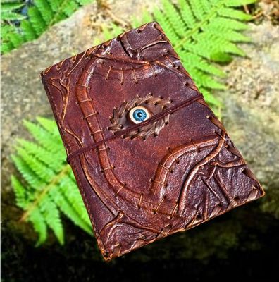 Evil Eye Book Of Shadows Journal Blank Spell Books Witch Charmed Supernatural Stone Notebook Celtic Hocus Pocus Dnd Pagan Diary 7×5 Inches (Brown)