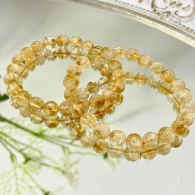 Citrine Natural Stone Bead Bracelet ±6mm