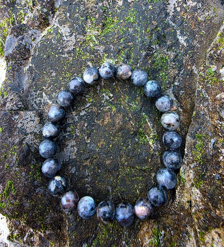 Larvikite Crystal Bracelet Elastic Grey Labradorite family ±8mm