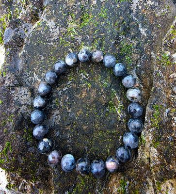 Larvikite Crystal Bracelet Elastic Grey Labradorite family ±8mm