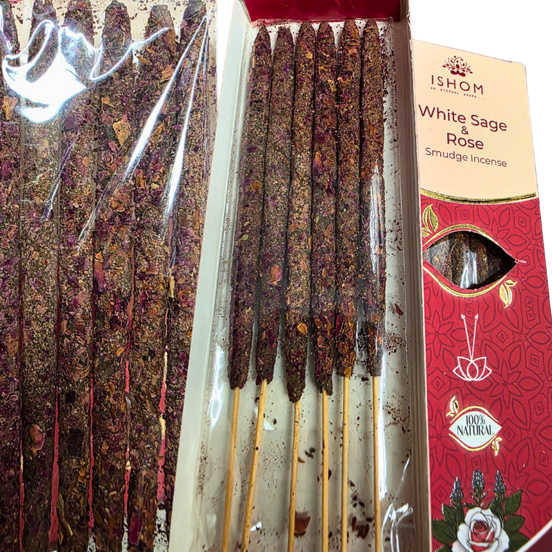 White Sage &amp; Rose Incense Sticks Organic Herbal Smudge Sticks