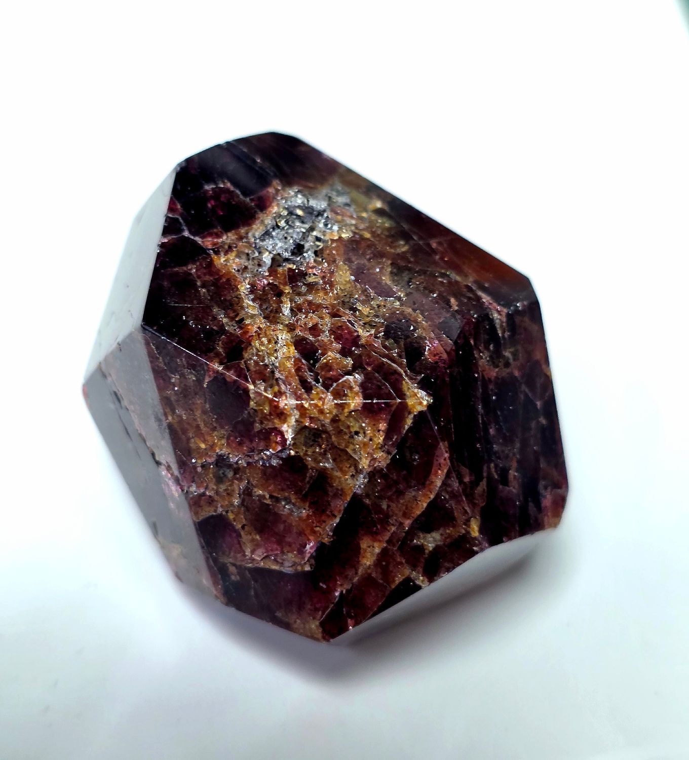 GARNET FACETED CUT SOLID NATURAL STONE HEXAGONAL SPECIMEN POLISHED 