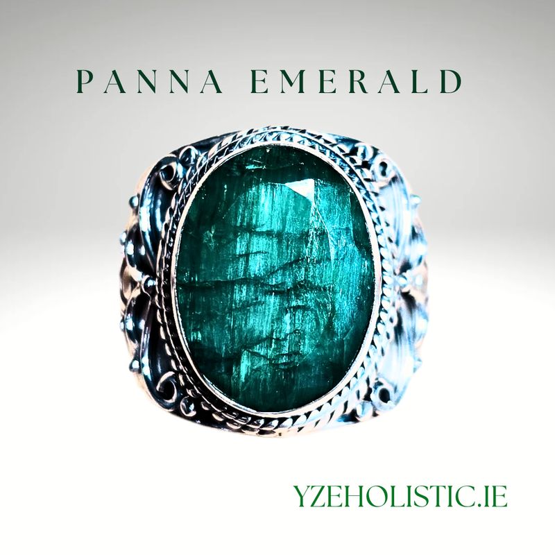 PANNA EMERALD GENUINE STONE RING 925 STERLING SILVER 