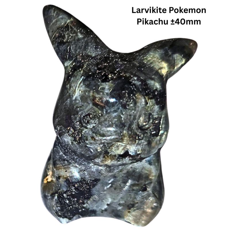Pikachu "Pokemon" Character Stone Carving Nephrite-Jade  Natural Stone Crystal Carving 